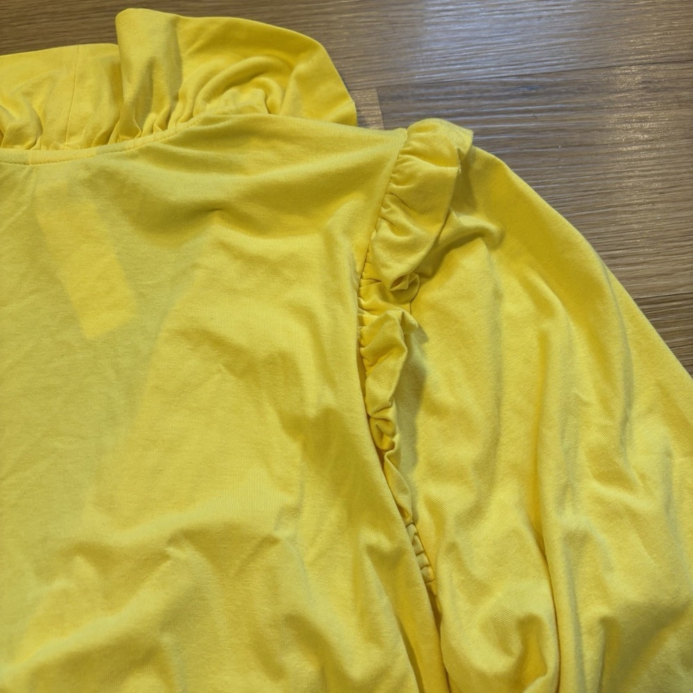 Lauren Ralph Lauren Yellow Ruffle Wrap Blouse - Picture 11 of 13